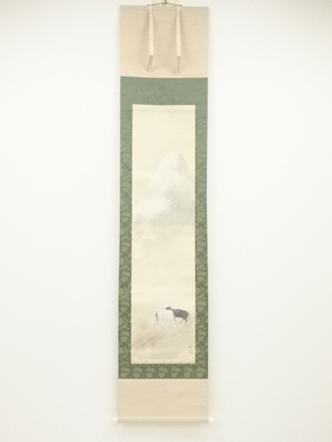 JAPANESE HANGING SCROLL / HAND PAINTED / MORNING MIST / BY KIICHI KAJI